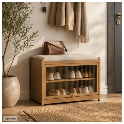 Produktbild von Schuhschrank mit Schiebetür und Sitzkissen Braun