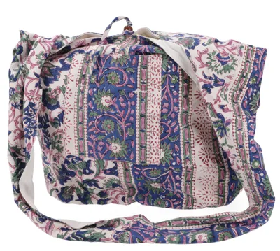 Produktbild von Sadhu Bag, Umhängetasche, Blockdruck Hippie Schultertasche, Schulterbeutel, Einkaufstasche, Uni - Erwachsene, Blau, Baumwolle, 35*49*22 cm, Alternative Umhängetasche, Handtasche aus Stoff