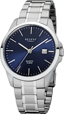 Image de Regent Montre en acier inoxydable pour hommes F-1011 Montre à quartz bracelet argenté D2URF1011