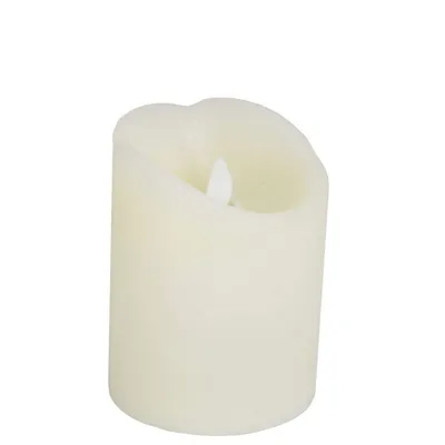 Image de Bougie LED cire véritable avec minuterie mèche vacillante blanche hauteur 10cm