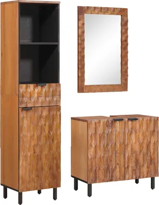 Imagen del producto de vidaXL, Juego de muebles de baño, 3 piezas, color acacia, modelo Winish, 38 x 33 x 160 cm