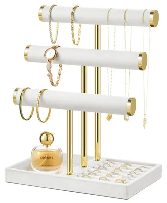 Image de Organisateur à bijoux à 3 niveaux avec support en forme de T