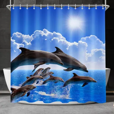 Obrázok produktu pre Sprchový záves delfín 180x160cm Vodoodpudivý polyester proti plesniam s 12 očkami