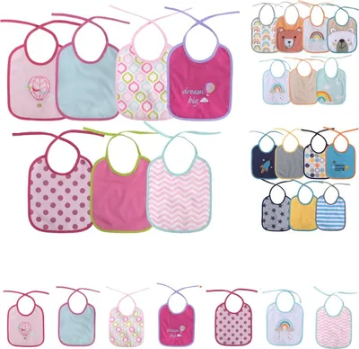 Immagine prodotto di Set di bavaglini Baby Care 7 pezzi, monostrato, da annodare, lavabili, dalla nascita rosa