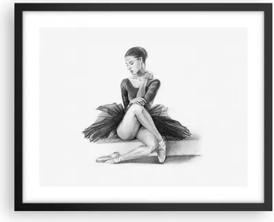 Produktbild von Gerahmtes Poster - Schwarzer Rahmen - Ballerina Zeichnung Bleistift - 50x40 cm - Wand Bild - Wanddeko - Wandbilder - Kunstposter - Wandposter - Bilderrahmen - Bilder - Kunstdruck - P2BAA50x40-4496