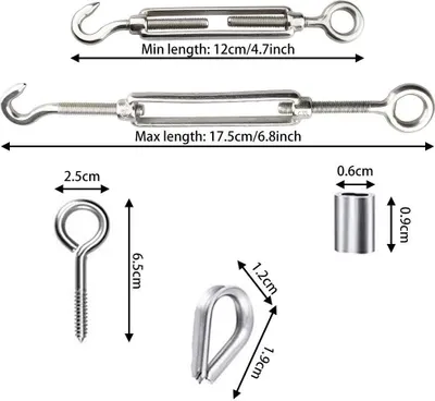 Produktbild von Edelstahlseil Drahtseil mit Spannschloss Stahlseil Kit Drahtseilklemme