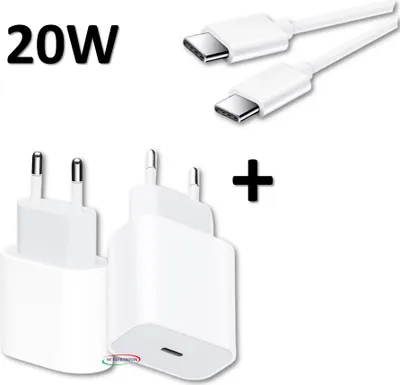 Produktbild von USB C Schnellladegerät 20W Ladegerät Adapter Charger Netzteil für Samsung, LG, Huawei... + 1m USB‑C