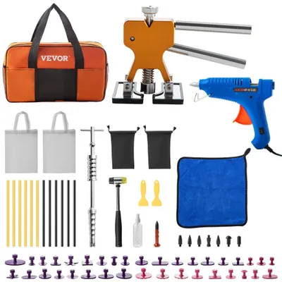 Image de Kit de réparation de bosses de voiture, 69 pièces : outils professionnels de débosselage, réparation des dommages causés par la grêle, kit de réparation de bosses, outils d'extraction, extracteurs pour la réparation de bosses