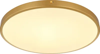 Produktbild von Globo Lighting Deckenleuchte Metall messingfarben matt, Kunststoff opal, ø: 450mm, H: 30mm, inkl. LED 30W 230V, 3360lm Source, 2700lm Output, 3000K