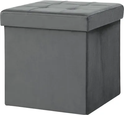 Produktbild von Klappbarer Sitzhocker mit Stauraum, Aufbewahrungsbox, Schaumstoff, MDF, Grau