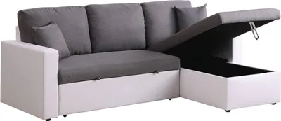 Produktbild von Ecksofa reversibel mit Schlaffunktion und Stauraum "Alain" - 221 x 145 x 85 cm - 3-Sitzer - Weiß / Grau