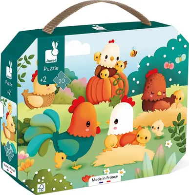Produktbild von Janod Puzzle Bauernhof - Lernspielzeug 20 Teile aus Karton