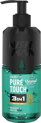 Zdjęcie produktu dla Nishman | Żel pod prysznic - 3 w 1 - dla mężczyzn - do ciała, twarzy i włosów - 480 ml - Żel pod prysznic Pure Touch