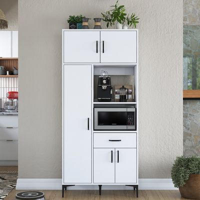 Skye Decor, JE165 - 3279, Mehrzweckschrank, Weiß, 100 % MELAMINBESCHICHTETE Spanplatte der Güteklasse E1, 90 x 40 x 198,6 cm