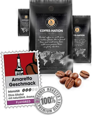 Produktbild von Kaffee AMARETTO aromatisiert von Coffee-Nation, 500g Bohnen