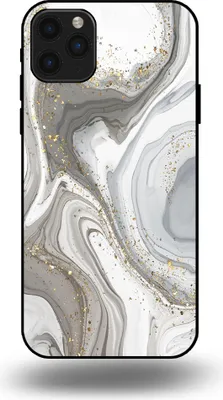 Produktbild von Smartphonica Handyhülle passend für iPhone 11 Pro Max mit Marmordruck - TPU Rückseitenschutzhülle Marmordesign - Silber