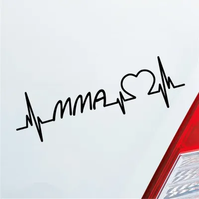 Produktbild von Auto Aufkleber MMA Herzschlag Kampfsport Wettkampf Sport Liebe 19x6 cm Schwarz Matt Sticker Heckscheibenaufkleber