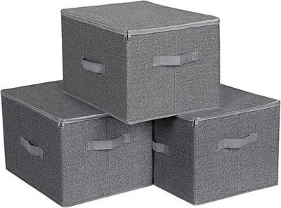 Produktbild von Famanu Aufbewahrungsboxen Set aus 3 Stoffboxen mit Deckel - Grau
