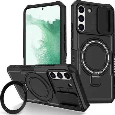 Image de Etui pour Samsung Galaxy S22+ 5G, compatible MagSafe, antichoc, résistant aux rayures, étui transparent noir