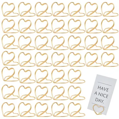 32 goldene Herz-Tischkartenhalter aus Metall für Hochzeit & Party