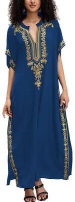 Produktbild von Solidchoice – Bestickter Blumen-Kaftan-Strandkleid für Damen