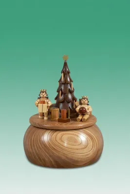 Produktbild von Spieldose Engel am Weihnachtsbaum ØxH 15x20cm NEU