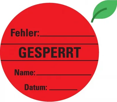 Produktbild von Dreifke® Aufkleber I Organisationsetikett Gesperrt, rot, ökologische Folie, s...