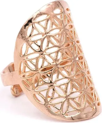 Image de Bague Fleur De Vie En Laiton Couleur Or Rose --paquet De 2 Pcs - 3x2 Cm