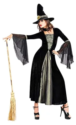 Productafbeelding van Dames Halloweenkostuum met fluwelen jurk en hoed
