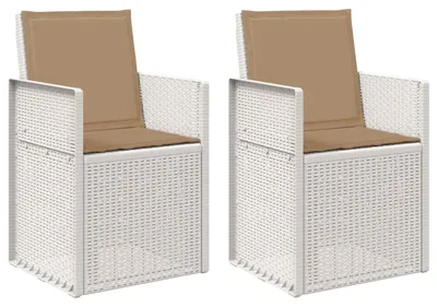 Imagen del producto de vidaXL: Juego de 2 sillas de comedor para jardín, color blanco y beige, fabricadas en polipropileno