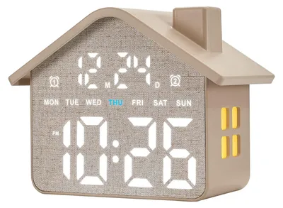 Digitalwecker mit Datum, Doppelalarm, Dimmer & Nachtlicht, grau