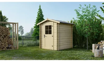 Image de Abri de jardin en bois - 3.61m2 - 1.9x1.9m - Ep. 28mm - Couleur: naturel - DOM593 - ALTANKA