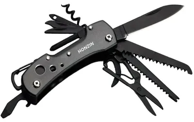 Immagine prodotto di Coltello multiuso in stile svizzero, 15 funzioni, acciaio inossidabile, ideale per attività all'aperto e uso quotidiano