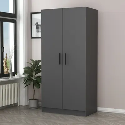 Produktbild von Skye Decor, Kale Anthracite - 190, Kleiderschrank, Anthrazit, 100 % MELAMINBESCHICHTETE SPANPLATTEN, 90 x 52 x 190 cm