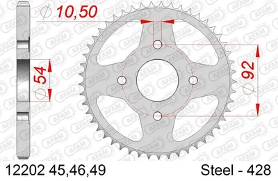 Produktbild von AFAM Kettenrad 12202-49 Hinten für YAMAHA MOTORCYCLES RD Stahl