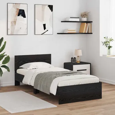 Zdjęcie produktu dla Maison Exclusive – rama łóżka w kolorze czarnego dębu 90 x 190 cm materiał drewnopochodny