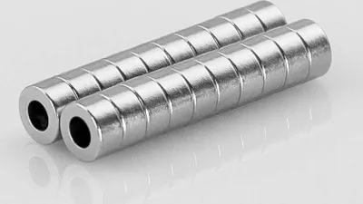 Produktbild von 5 x Oblique Unique Neodym Magnet Extrem N45 ø 6 x 3 mm gelocht