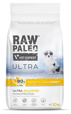 Zdjęcie produktu dla VET EXPERT RAW PALEO Ultra Medium&Large Puppy Turkey - sucha karma dla szczeniąt - 10 kg