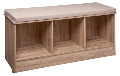 Zdjęcie produktu dla Szafka na buty do przedpokoju z siedziskiem i poduszką, 105x34x50 cm, drewniana