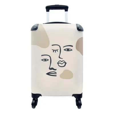 Produktbild von MuchoWow® Koffer Handgepäck Trolley Rollkoffer Kleine Reisekoffer mit 4 Rollen - Pastell - Farben - Gesichter - Cabin Size < 55x40x23 cm & 55x40x20 cm - Fotokoffer - Kabinenkoffer - Boardgepäck - Reise-Box - Reisekoffer - Reisegepäck - Koffer mit Bild - Trolley für Kinder