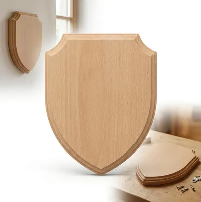 Produktbild von RYNGRAF WAPPENSCHILD aus unbehandeltem Buchenholz zum Gravieren und Personalisieren, 18 x 14,5 cm