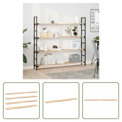 Obrázok produktu pre Living Store, regály, 4 kusy, 120 x 20 x 2 cm, masívne drevo akácie, nelakované