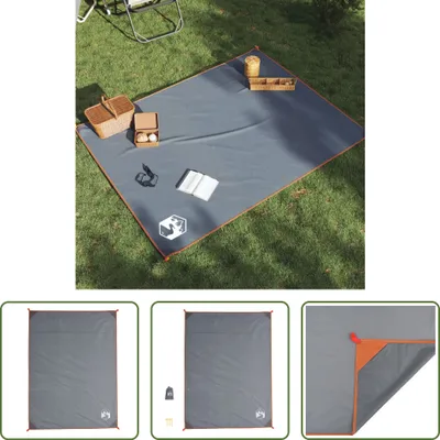 Image de The Living Store Couverture de pique-nique avec piquets Gris et orange 205x155 cm