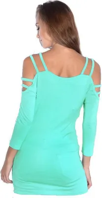 Immagine prodotto di Tunica camicetta da donna con maniche a 3/4 e spalla libera, verde menta/2XL/3XL