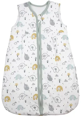 Produktbild von TupTam Ganzjahresschlafsack en Materialien 2.5 TOG Unisex Baby Schlafsack wattiert, Farbe: Elefanten Grau Gelb Lightpetrol, Größe: 68-74