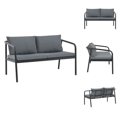 Immagine prodotto di vidaXL Panca da giardino a 2 posti con cuscini grigio alluminio - Divani da giardino