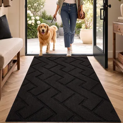 Immagine prodotto di Tappetino nero, 80x120 cm, adatto per interni ed esterni, lavabile, impermeabile, antiscivolo, ideale per raccogliere lo sporco