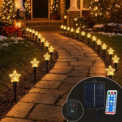 Solar-Stabheizung 7 m, 50 LEDs, warmweiß, IP65, mit Fernbedienung
