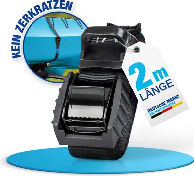 Produktbild von NTG Zurrgurte mit Klemmschloss und Gummiprotektor 6 Stück 2 Meter, für die schnelle Sicherung im Auto, Fahrradträger, Sackkarre und beim Umzug
