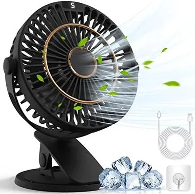 Produktbild von COZII Mini Ventilator, USB Ventilator Leise Clip Ventilator Tischventilator mit LED-Anzeige, 720° Drehung & 5 Geschwindigkeiten, 16cm Tragbarer Ventilator für Zuhause, Büro, Kinderwagen, Outdoor